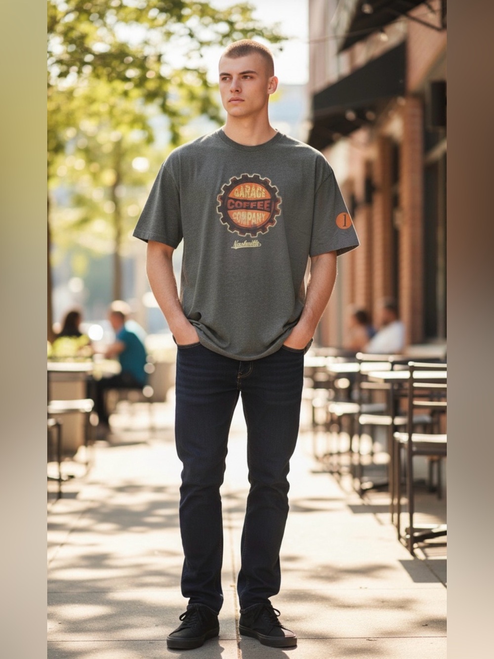 Garage Coffee Company Nashville T-Shirt Vintage‎ Automotive Inspired Grey XXL